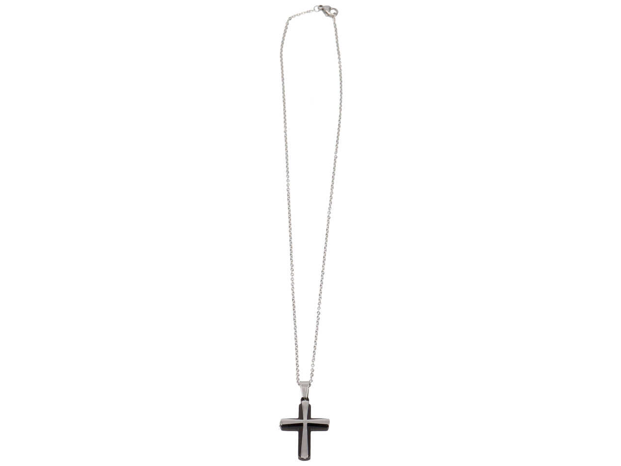 COLLANA CROCE IN ACCIAIO E NERA CLA4666