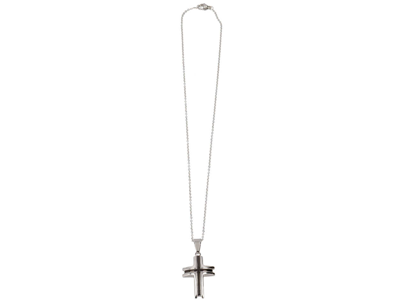 COLLANA C/CROCE ACCIAIO E NERO CLA3103