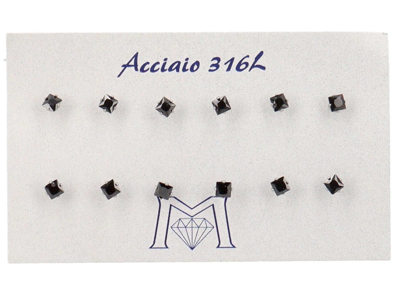 ORECCHINI C/ZIRC.NERI 3MM 6PAIA ORA5010