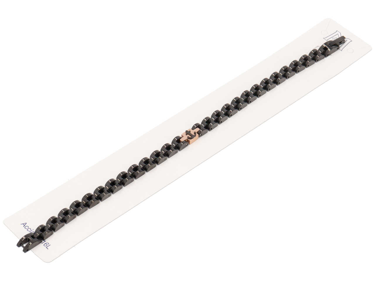 BRACCIALE NERO E ROSE ANCORA BRA4862