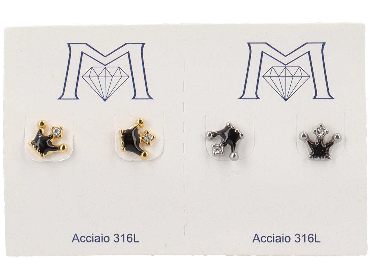 ORECCHINI CORONA NERA 2 PAIA ORA4884