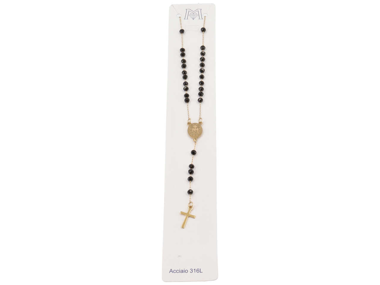 COLLANA ROSARIO PIETRE NERE ORO CLA8191D