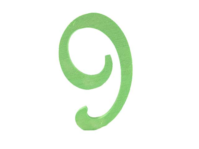 NUMERO 9 POLISTIROLO 13cm VERDE