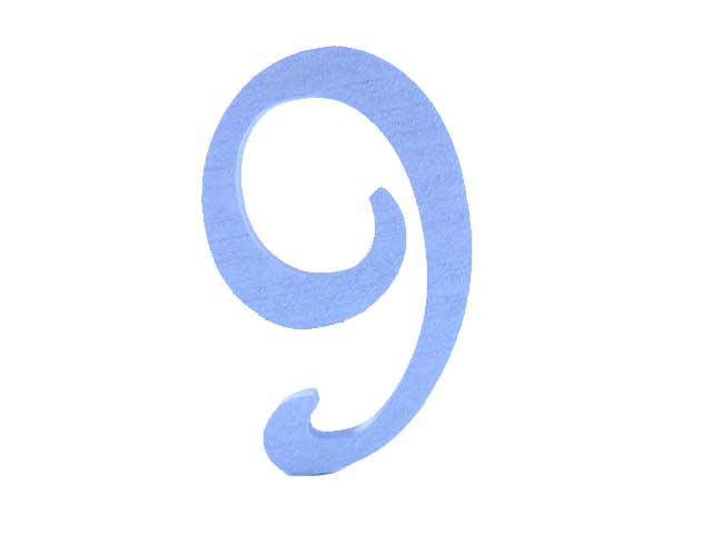 NUMERO 9 POLISTIROLO 13cm CELESTE