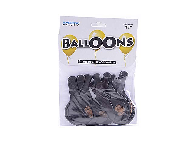 PALLONCINO NERO B.COMPLEANNO 10pz 00354
