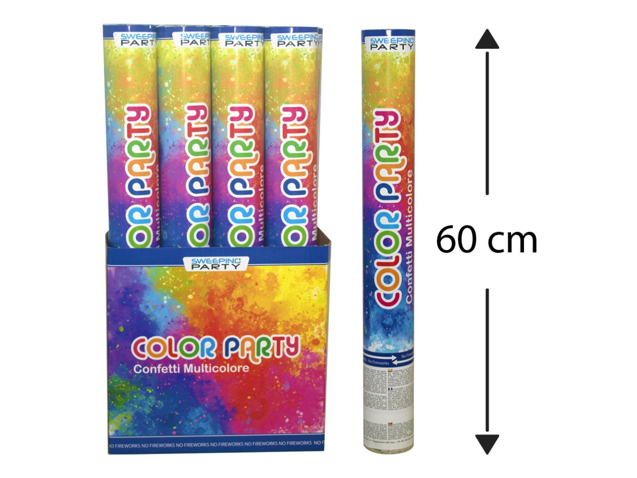 TUBO SPARACORIANDOLI 60CM MULTICOLORE TUBO SPARACORIANDOLI 60CM MULTICOLORE