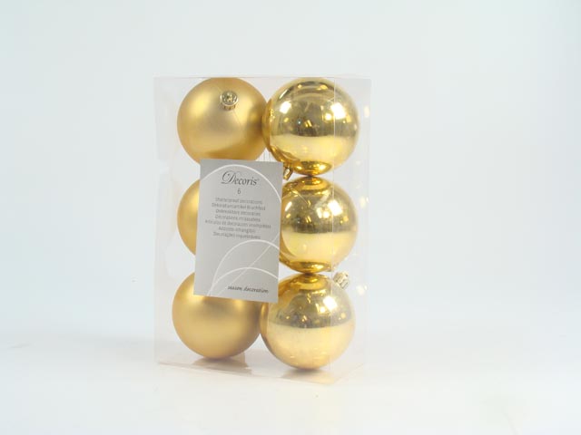 SFERE 8CM 6PEZZI ORO 22050