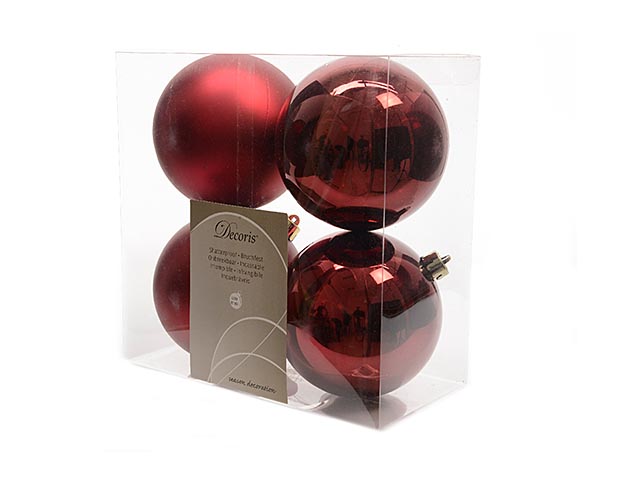 PALLA 10CM 4 pezzi BORDEAUX LUCIDO/OPACO ASS. 0221