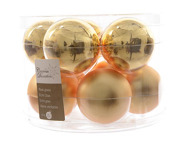 PALLA VETRO 6CM 10PZ ORO LUCIDO/OPACO 140126