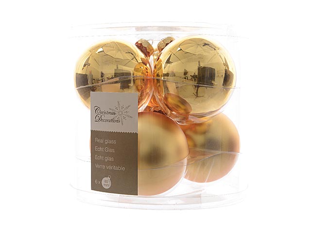 PALLA VETRO 8CM 6PZ ORO LUCIDO/OPACO 140168