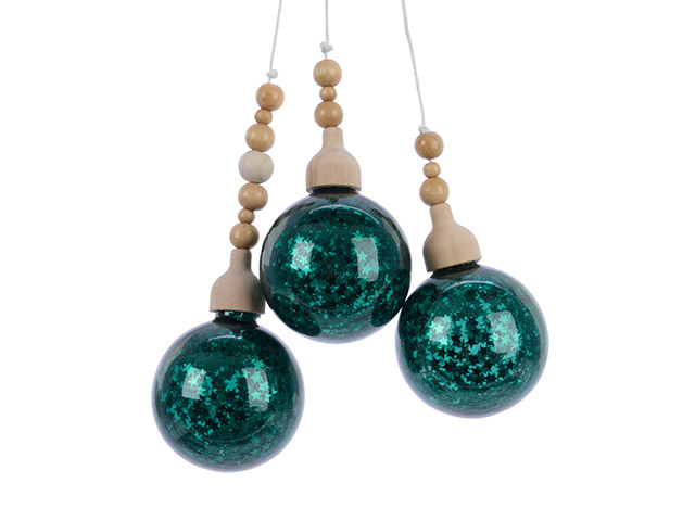 PALLA VETRO 5cm C/GLITTER VERDE 060887