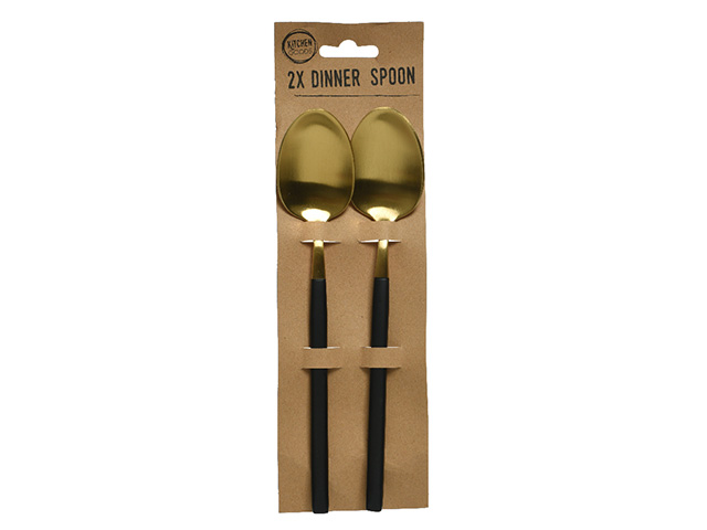 CUCCHIAIO 0.7×4.1×21.2cm ORO/NERO 2pz 607659
