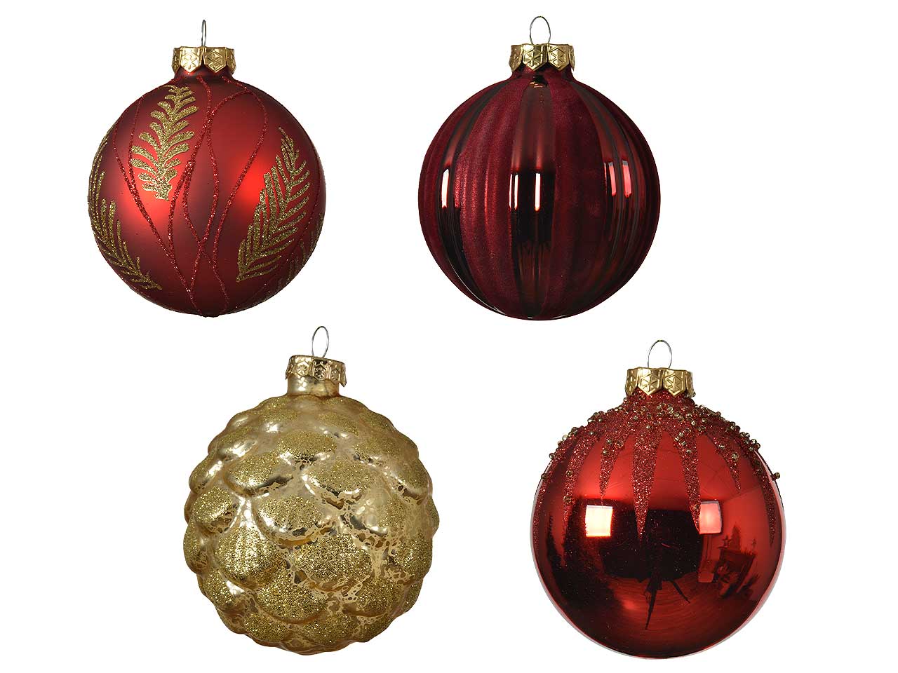 SFERA VETRO 8cm ROSSA/ORO ASS.062560