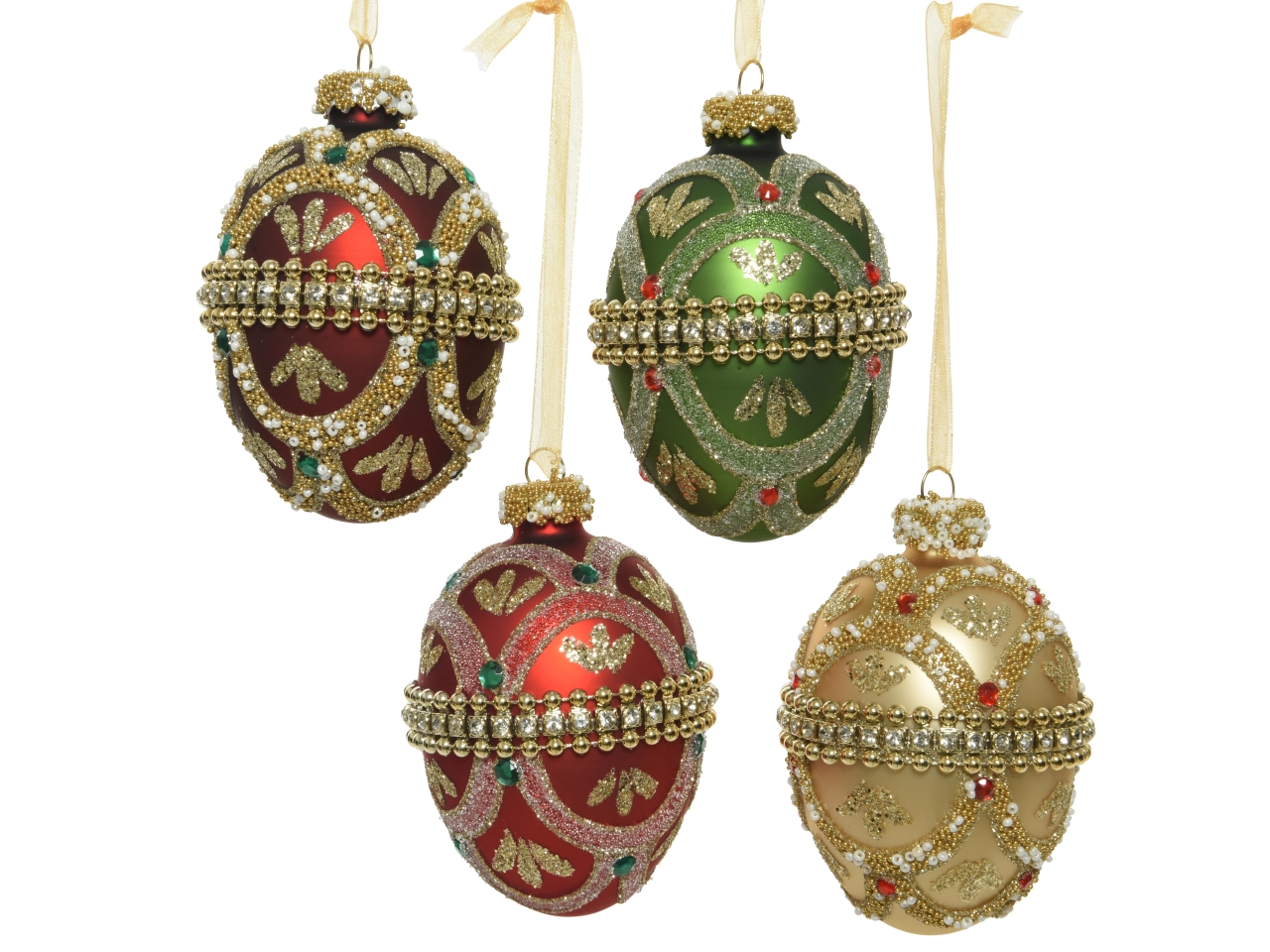 PALLA UOVO VETRO OPACO C/PERLINE COL. ASS. 062059