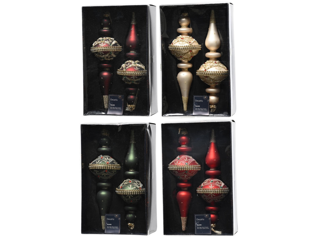 APPENDINO VETRO 14CM 2PZ C/PERLINE COL. ASS.070020