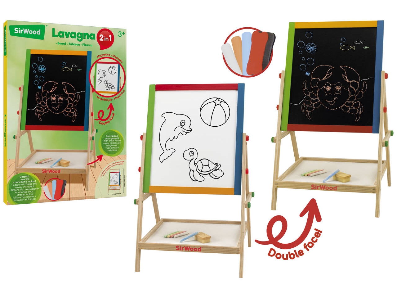 SIRWOOD LAVAGNA LEGNO 2IN1 65CM C/GESSI 40557