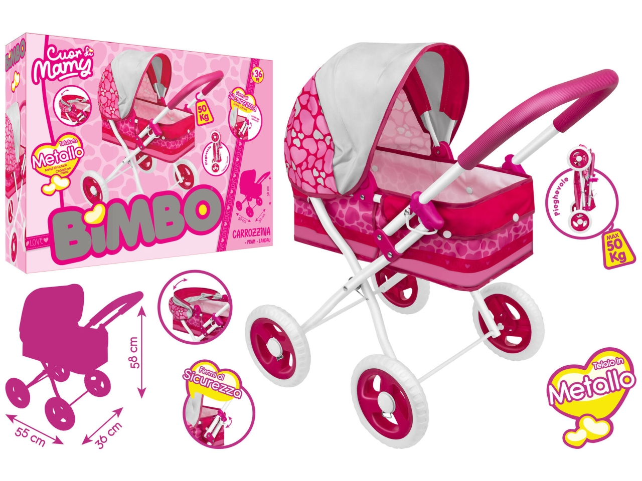 BIMBO CARROZZINA IN METALLO C/PARASOLE 42492