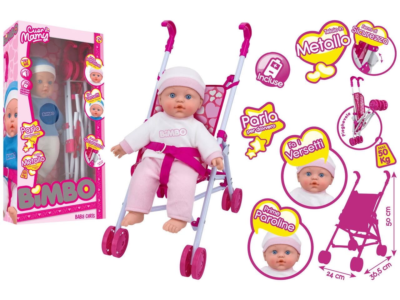 BIMBO BAMBOLA CM 41 B/O 6 FRASI C/PASS.42481