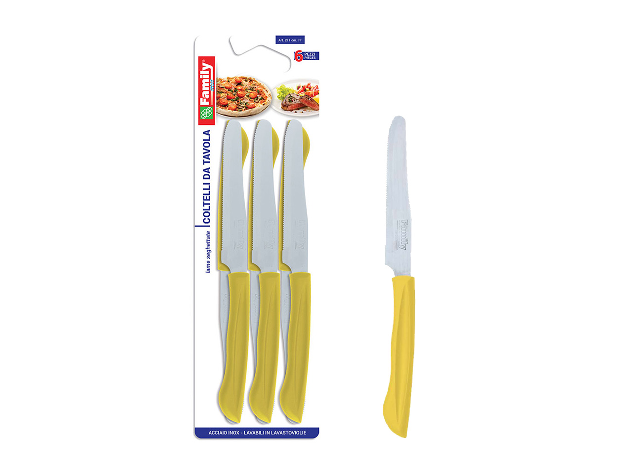 COLTELLI TAVOLA 6pz GIALLO 0211G.11