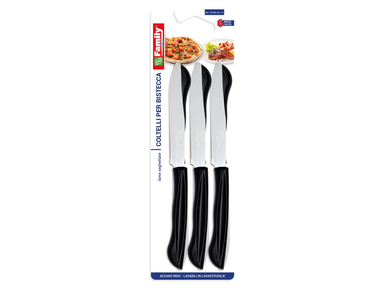 COLTELLI BISTECCA 6pz NERO 1216N
