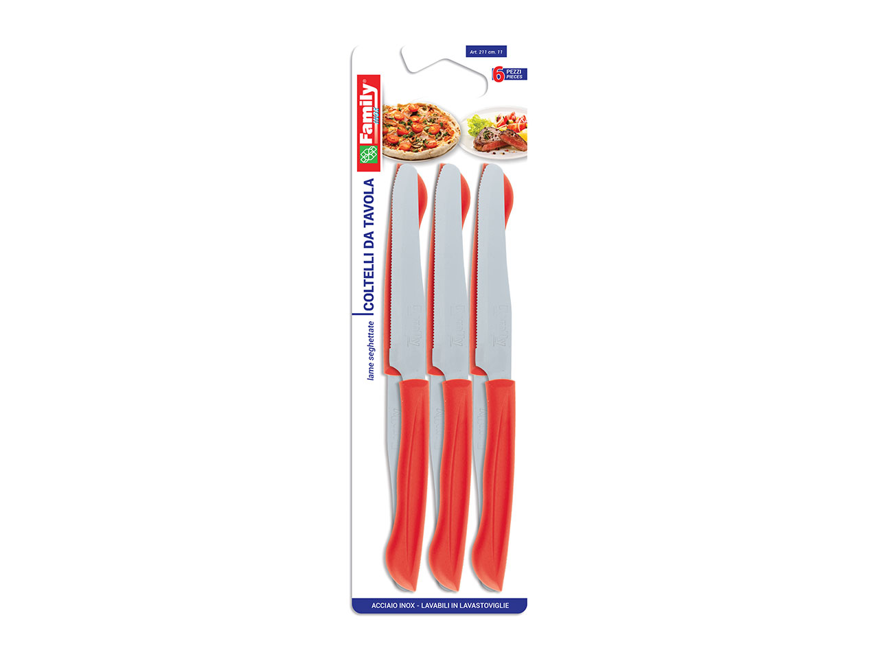 COLTELLI TAVOLA 6pz ROSSO 0211R.11