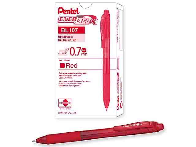 PENNA GEL ENERGEL RED BL107-BX