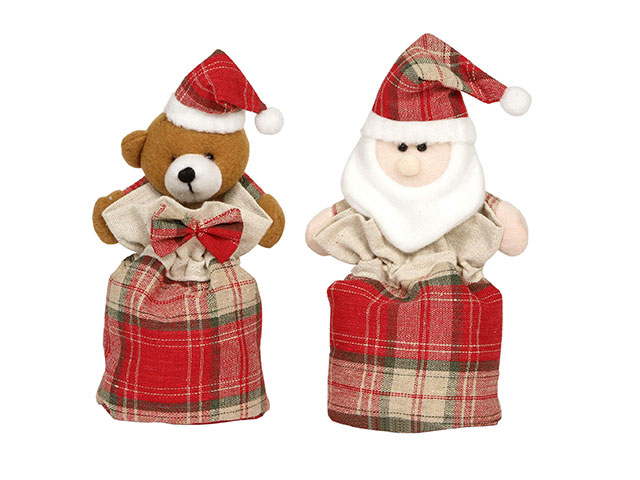 SANTA AND BEAR BAG 12x13xH20 ROSSO/NAT.411808
