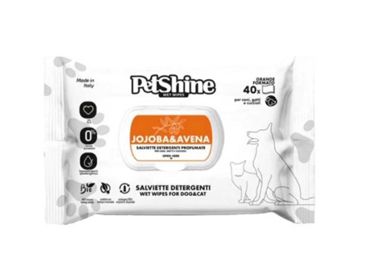 PETSHINE SALVIETTINE JOJOBA&AVENA 40PZ