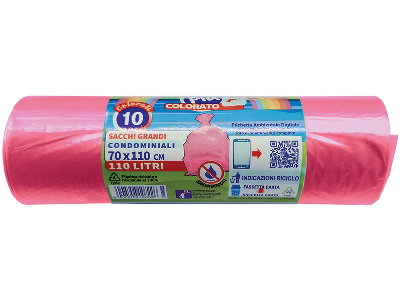 SACCHI PATTUMIERA 70X110 10PZ ROSA SG04DR/C