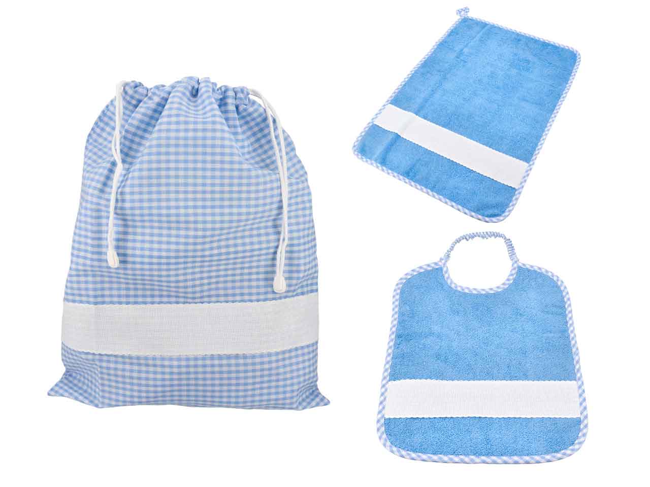 SET ASILO QUADRETTI 3pz AZZURRO SA20405.03  002