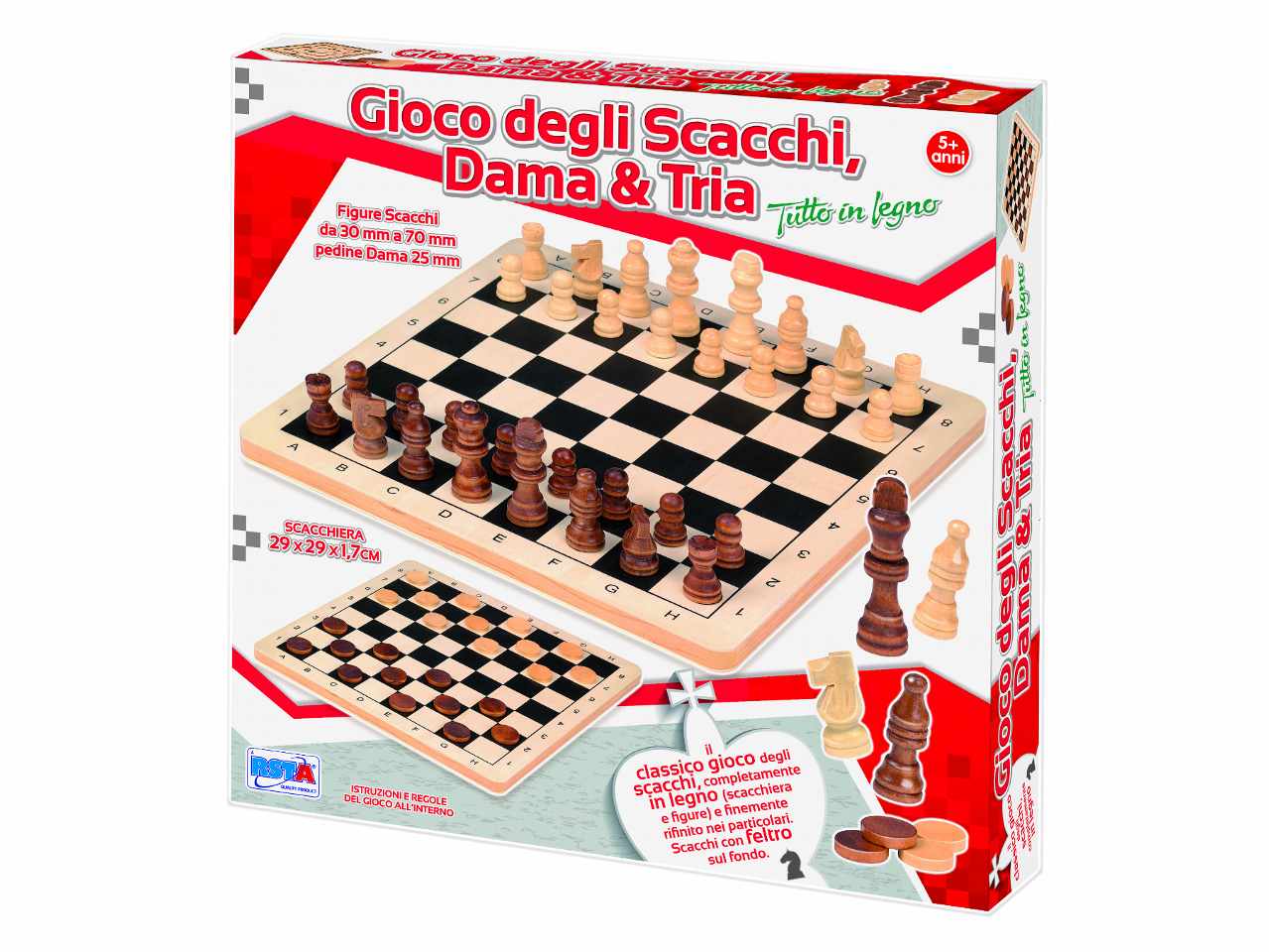 GIOCO SCACCHI DAMA TRIA 29x29cm 10467
