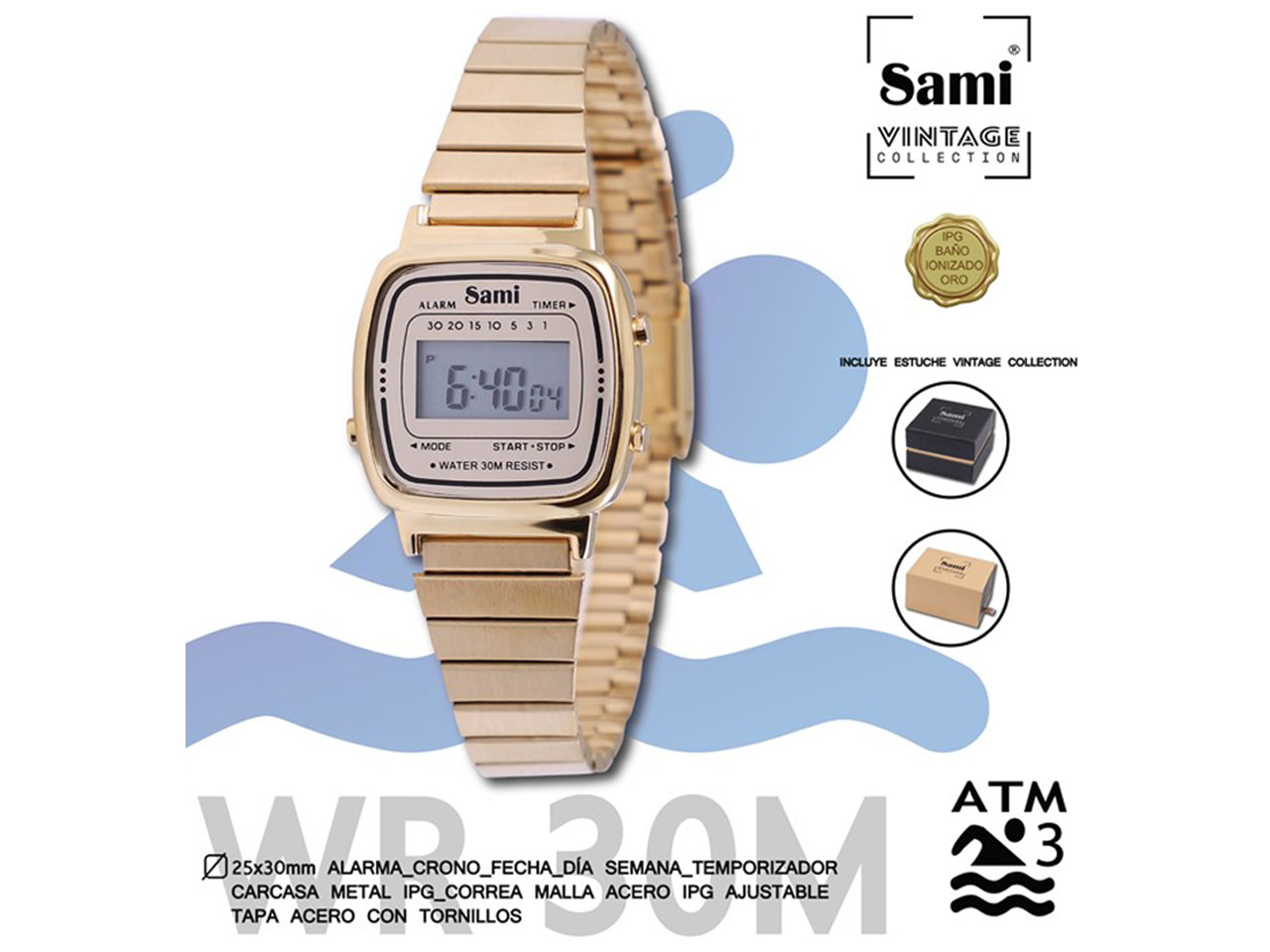 OROLOGIO SAMI VINTAG LCD ORO RSD-79213D
