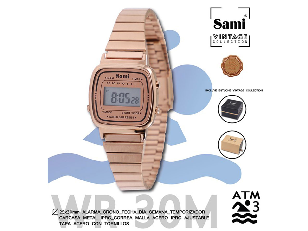 OROLOGIO SAMI VINTA LCD ORO RSD-79213RG