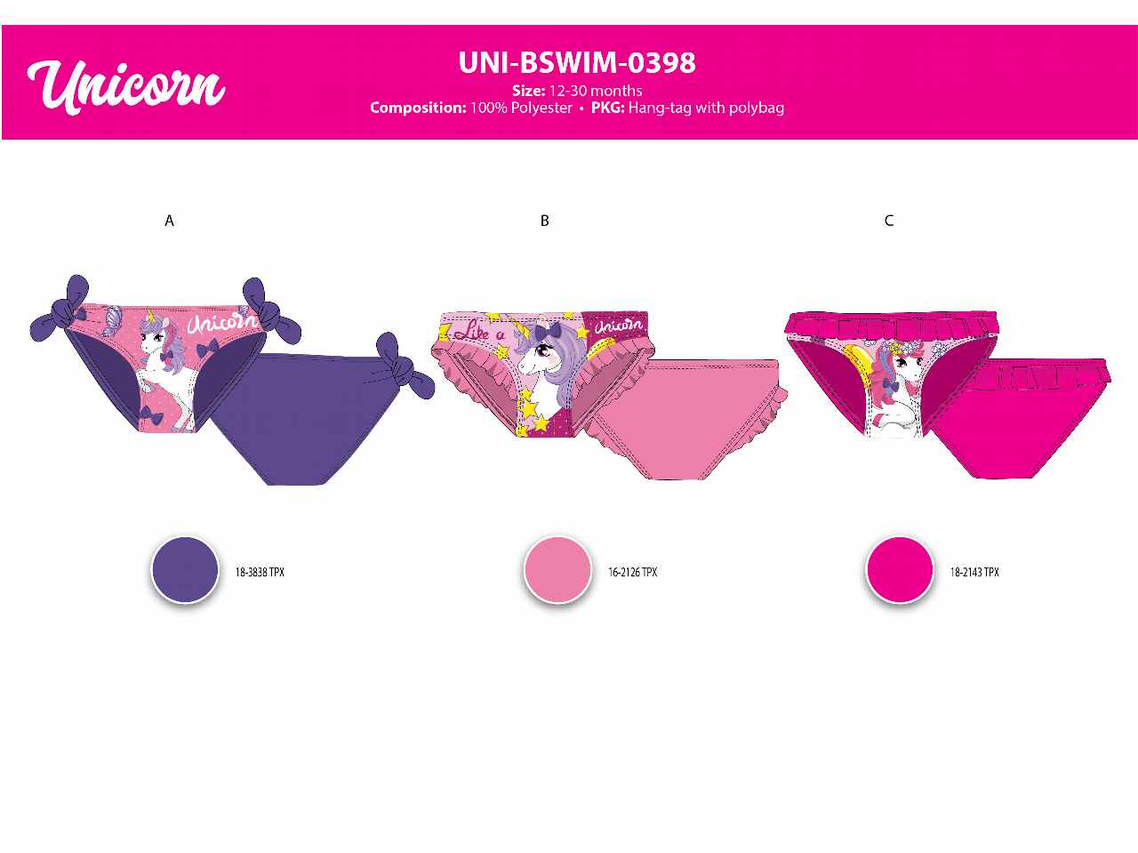 UNICORNO SLIP BABY TG.12/30 MESI UNICORNO SLIP BABY TG.12/30 MESI