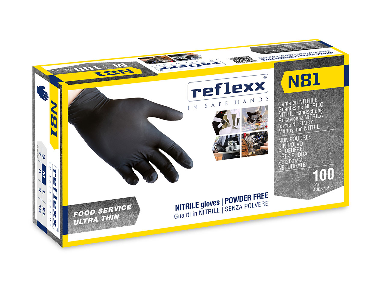 GUANTI MONOUSO IN NITRILE NERI SE N81 S