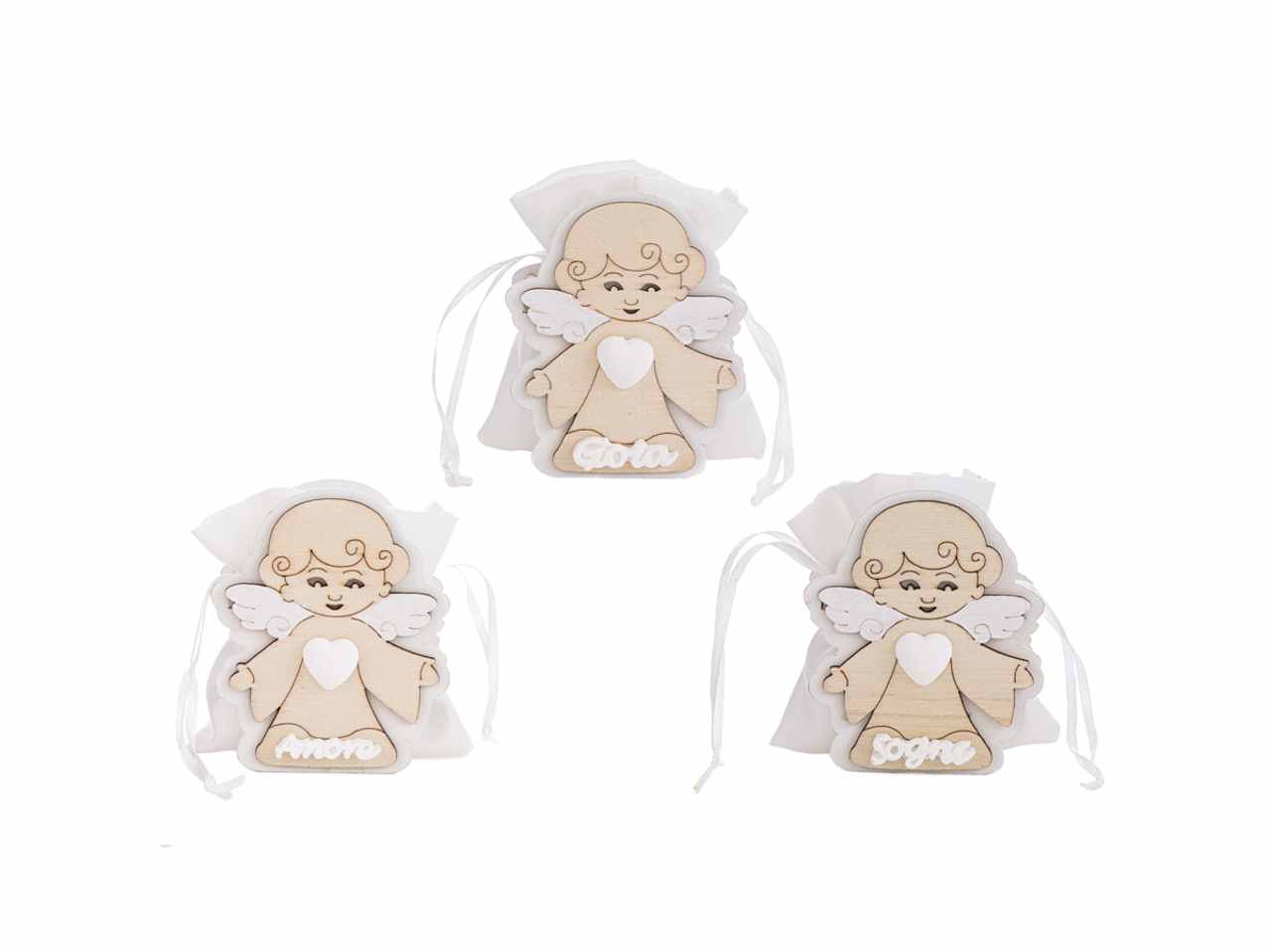 SACCHETTO PORTA CONFETTI CON ANGE 55453 SACCHETTO PORTA CONFETTI CON ANGE 55453