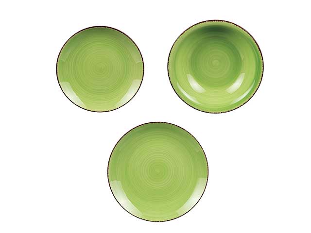 SERV.PIATTI CERAMICA VERDE 18PZ 64205