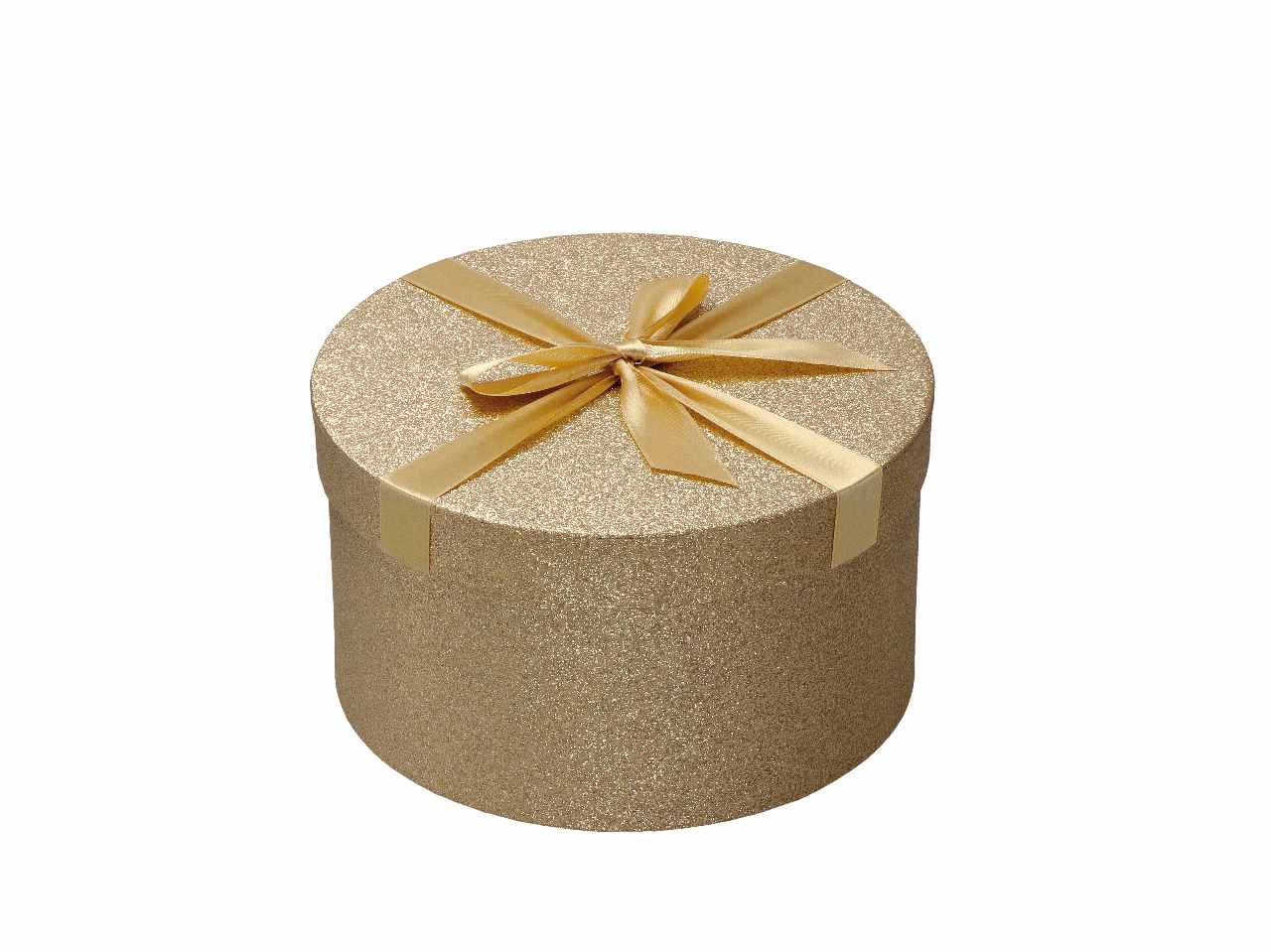 SCATOLA TONDA CON NASTRO ORO D.19 69083