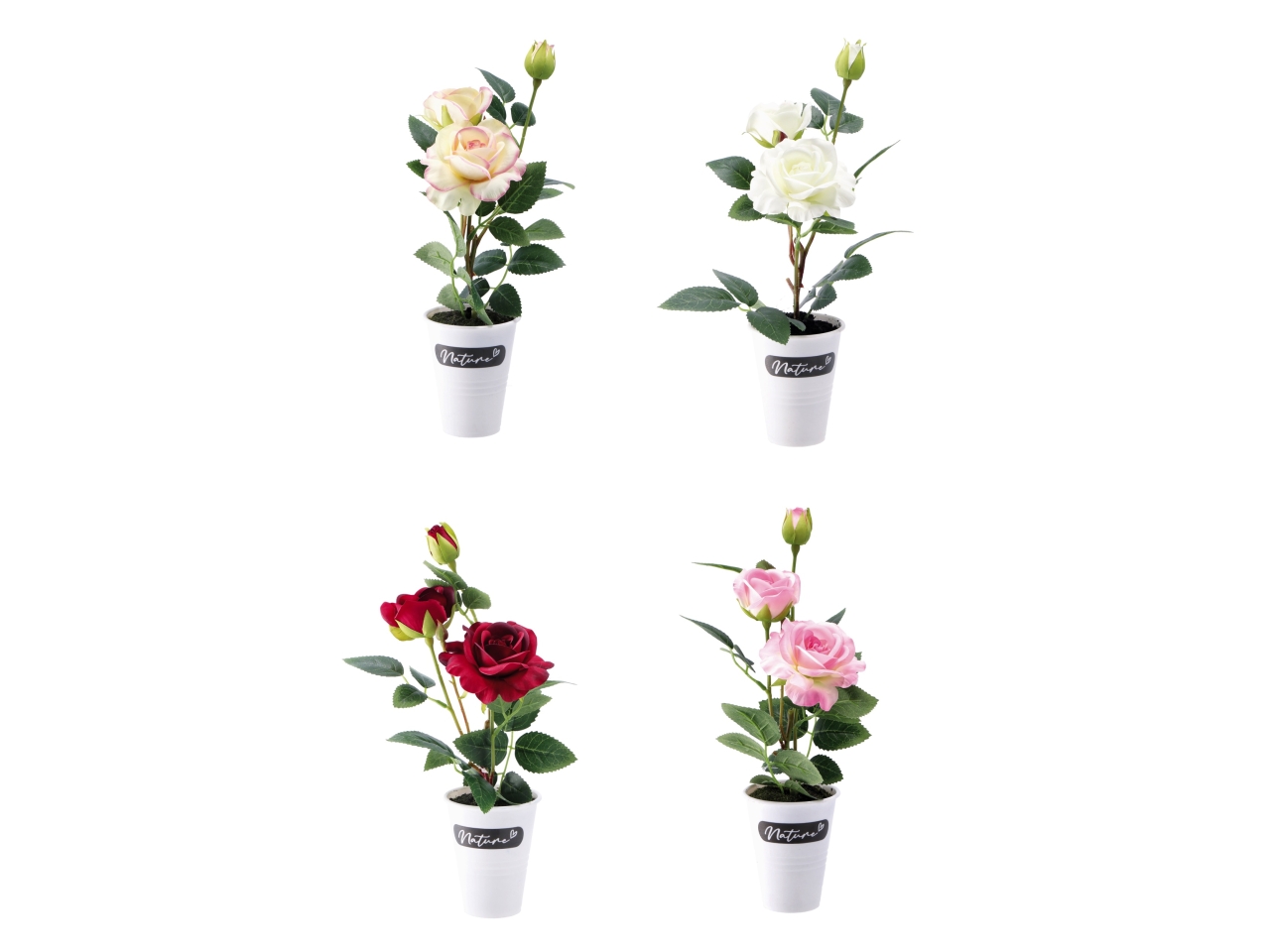 VASO CON ROSE 14X34CM ASS 86164