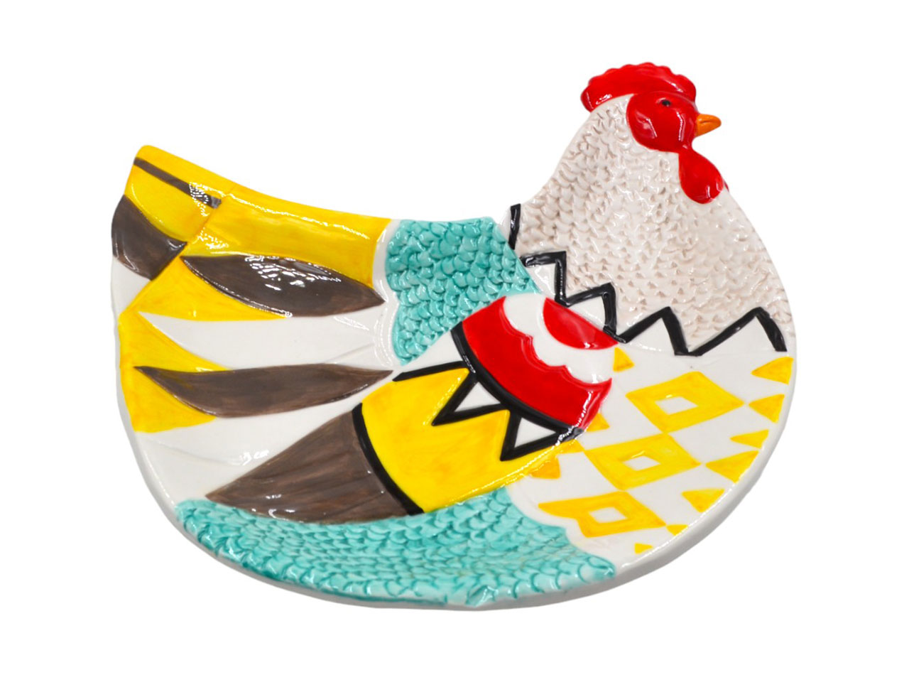 PIATTO GALLINA MEDIO CERAMICA 24X27 F19