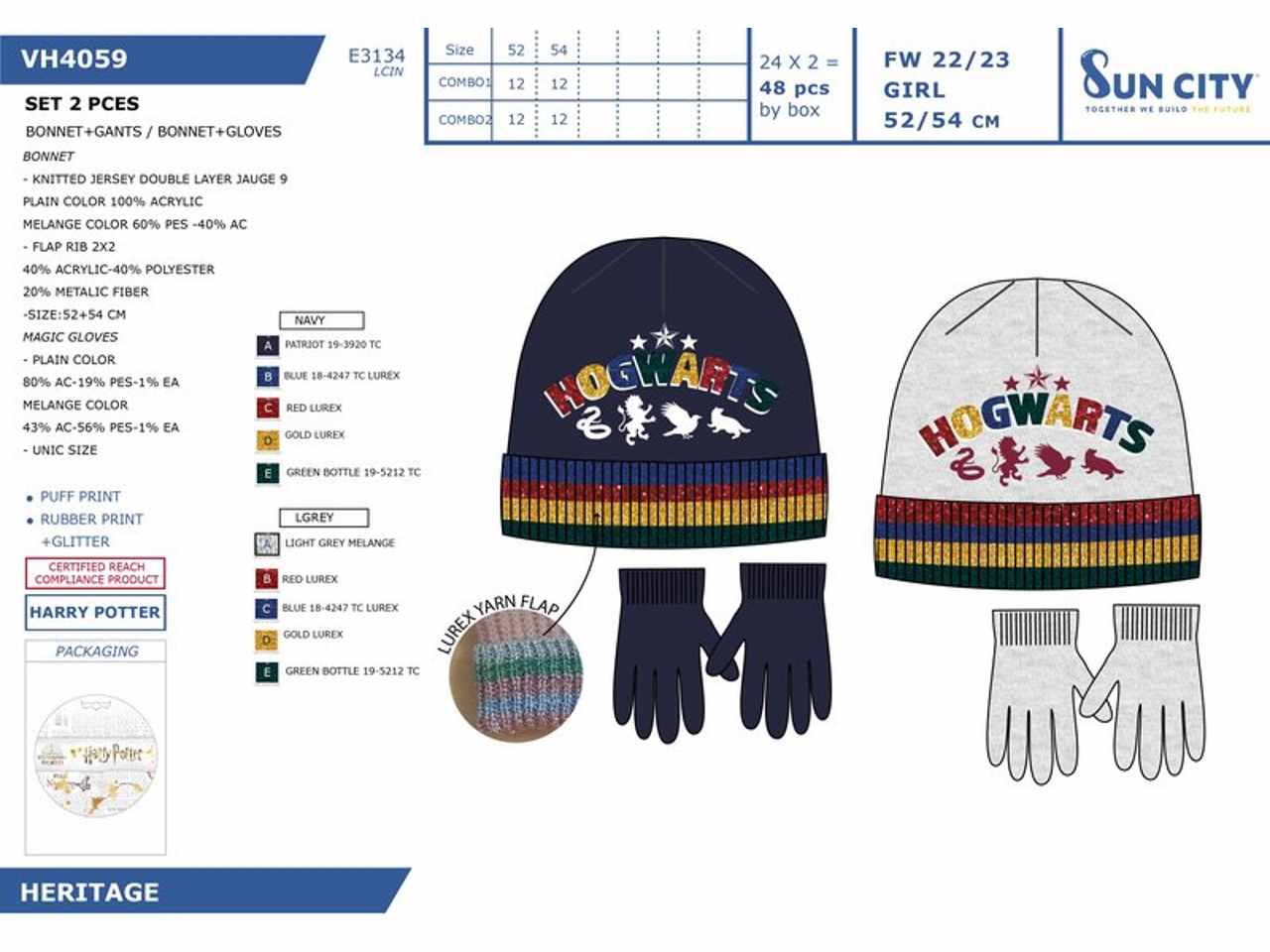 HARRY POTTER SET 2 PEZZI CAPPELL VH4059$