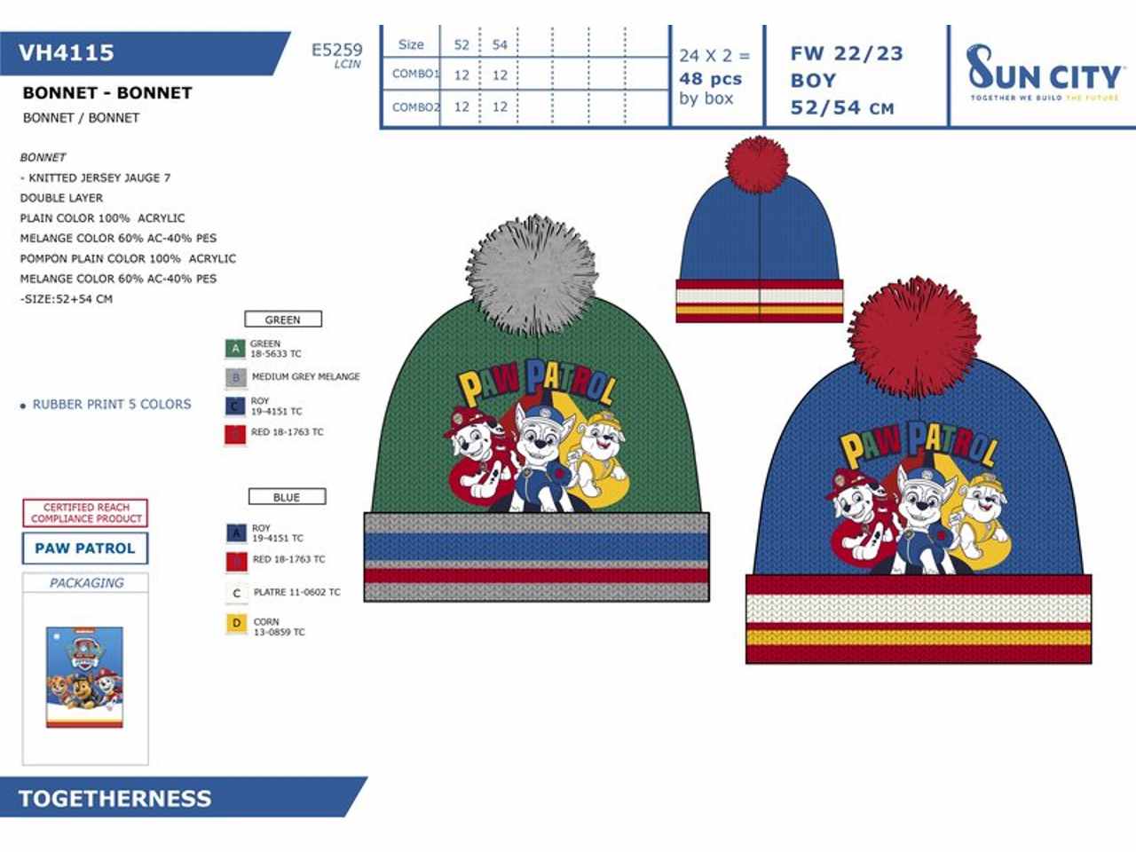 PAW PATROL CAPPELLO 100% ACRILIC VH4115$ PAW PATROL CAPPELLO 100% ACRILIC VH4115$