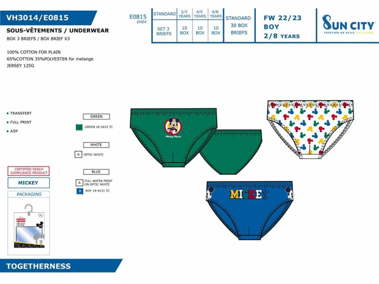 MICKEY SLIP 3 PEZZI 100% COTONE VH3014 MICKEY SLIP 3 PEZZI 100% COTONE VH3014