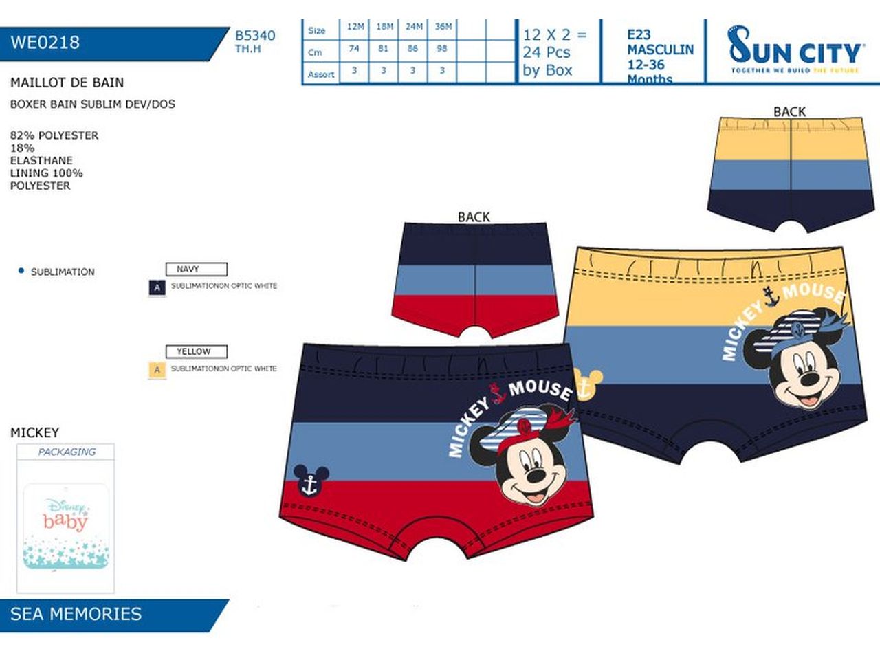 MICKEY BOXER COSTUME DA BAGNO TA WE0218