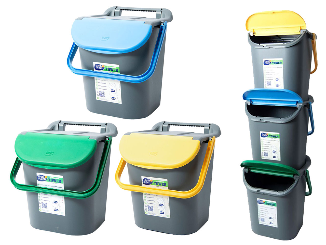 TOWER BIN 30LT 3PZ C/MANIG. BF37100K3