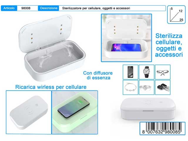 STERILIZZATORE OGGETTI + CARICA WIRELESS 98008 STERILIZZATORE OGGETTI + CARICA WIRELESS 98008