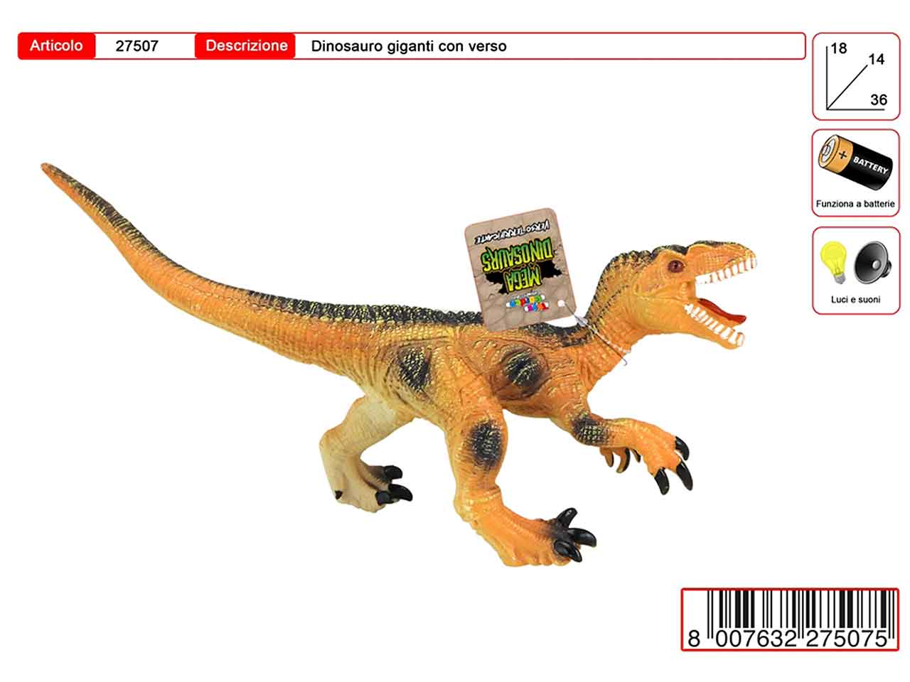 MEGA DINOSAURO GOMMA 27507