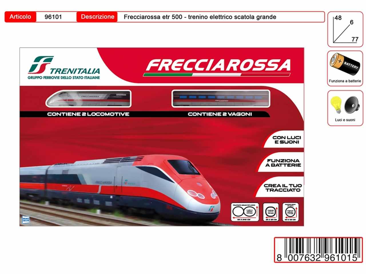 TRENO FRECCIAROSSA ETR 500 GRANDE 96101 TRENO FRECCIAROSSA ETR 500 GRANDE 96101