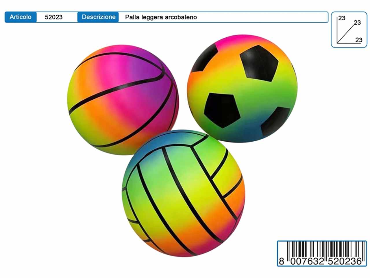 PALLA RAINBOW 23CM 120GR 52023