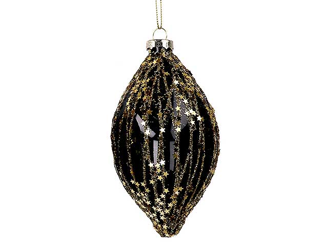 APPENDINO VETRO GOCCIA 6,5XH13CM NERO/ORO 61748800